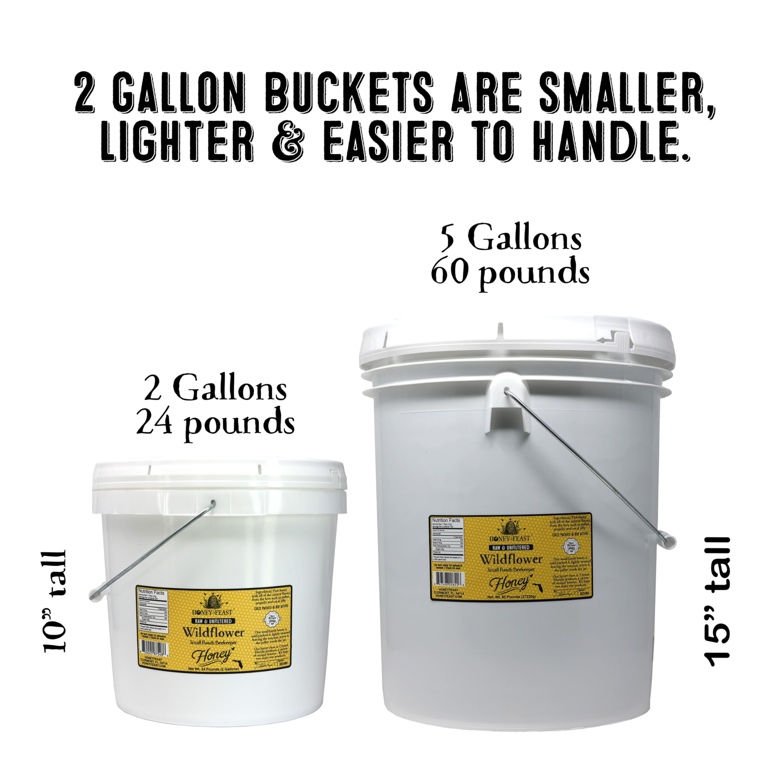 HONEY FEAST Wildflower Honey - 2-Gallon Bulk Size, All Natural, Unfiltered, Unheated, Perfect for Sweetening & Baking