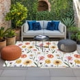 thumbnail image 2 of Spring Floral Outdoor Rug for Patio/Deck/Porch, Non-Slip Large Area Rug 5 x 7 Ft, Watercolor Summer Botanical Indoor Outdoor Rugs Washable Area Rugs, Reversible Camping Rug Carpet Runner, 2 of 8