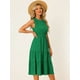 thumbnail image 4 of Vestido sin mangas de verano para mujer Cintura elástica con cinturón Vestido midi escalonado fluido Verde XS, 4 of 6