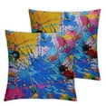 thumbnail image 2 of Acheng Summer Pillow Covers Fun Funky Summer Colors Paint Splatter Art Pillow Cushion Case Abstract Ink Paint Splat Square Soft Pillowcases ,Set of 2 White, 2 of 6