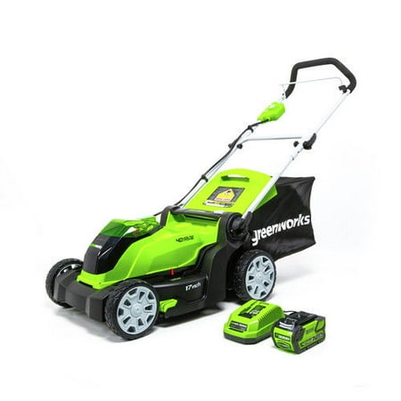 Greenworks MO40B411 G-MAX 40V 17 inch Brushed Mower with 4Ah Battery and Charger
