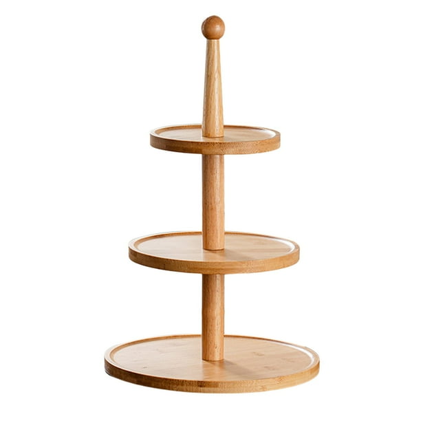 Bandeja para servir postres y cupcakes, bandeja de almacenamiento moderna de madera, torre de postres para 3 niveles marrón claro