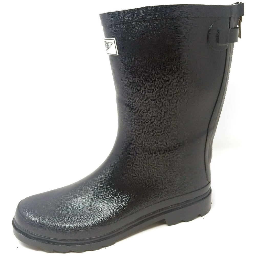 Forever Young Women MidCalf 11'' Rubber Rain Boots with Zipper Decor, Black, Size 6 Walmart