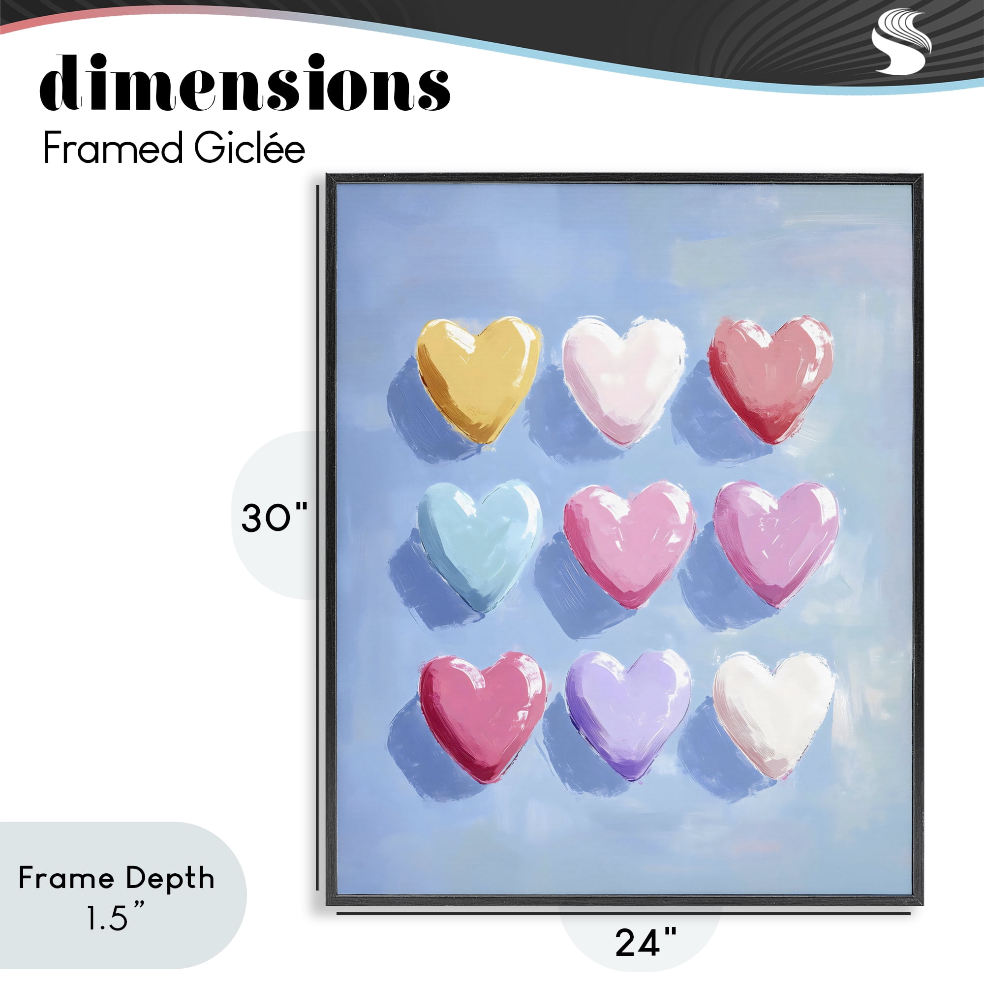 Stupell Industries Pastel Heart Grid Black Framed Giclee Art, design by The Prints Vibe