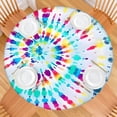 thumbnail image 2 of Colorful Tie Dye Pattern Round Fitted Tablecloth with Elastic Edge,Dining Table Cover Waterproof,Outdoor Round Tablecloth for Camping,Dining,Indoor and Outdoor, 2 of 7
