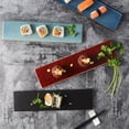 thumbnail image 3 of Ceramics Sushi Plate Rectangular Dish Japanese Style Snack Tray Serving Dish for Home Restaurant (Blue), 3 of 9