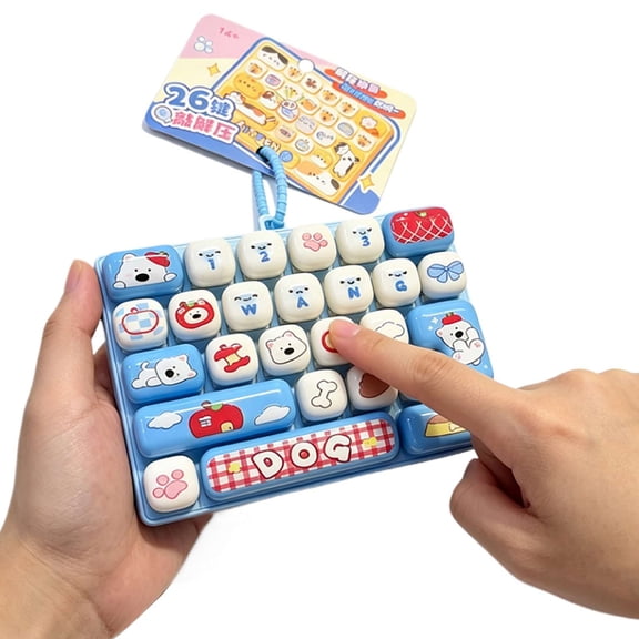 26-Key Cute Cartoon Clicky Keyboard Fidget Toy Keychain