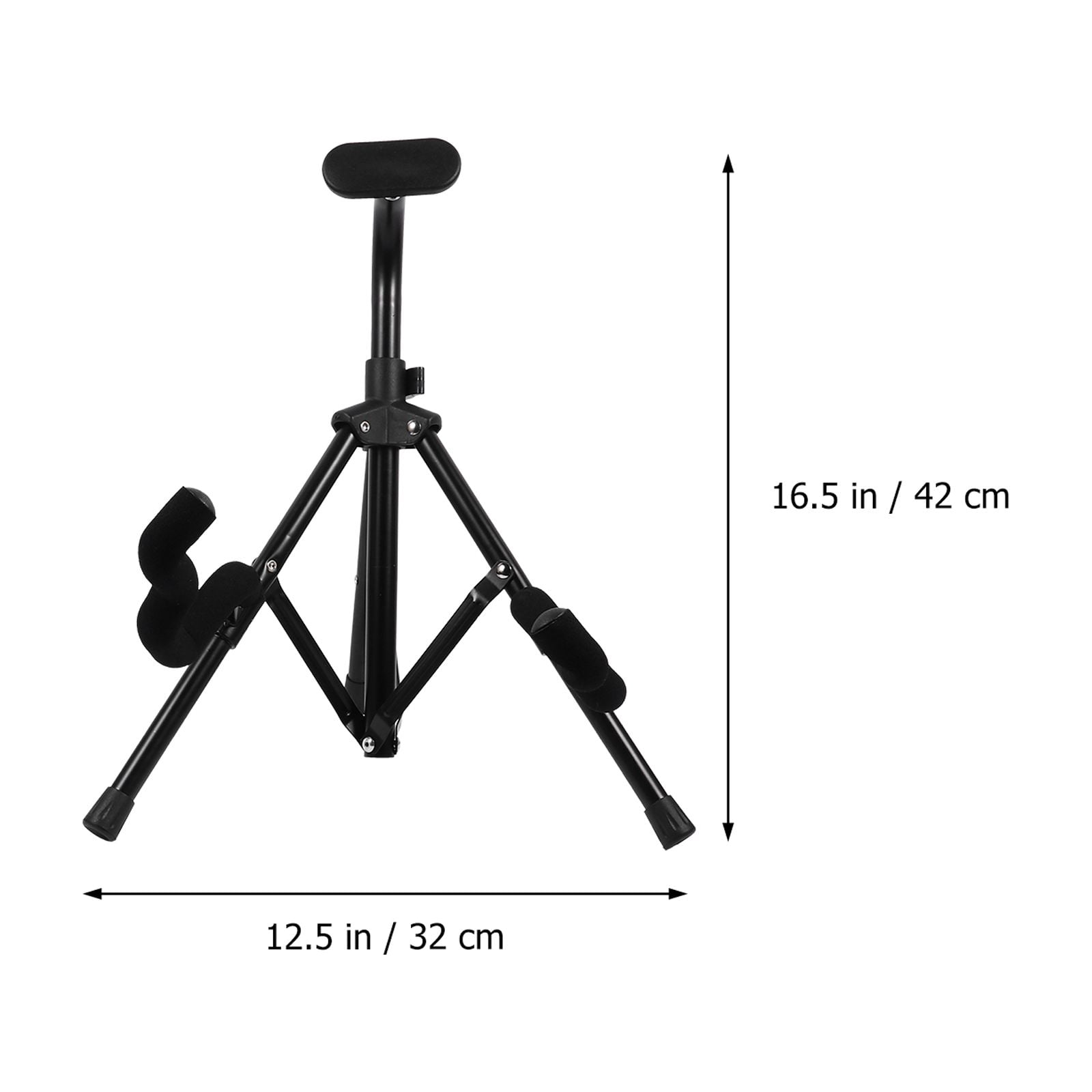 FOMIYES Black Folding Guitar Stand with Rubber Sleeves, Portable Floor Rack for Acoustic & Electric Guitars, Music Instrument Organizer