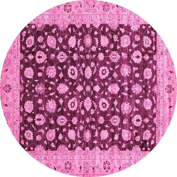 Ahgly Company Indoor Round Oriental Pink Traditional Area Rugs, 5' Round