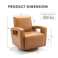 thumbnail image 6 of EverPick Modern Swivel Accent Chair - Faux Leather Armchair with Solid Wood Base, 360° Rotating Lounge Chair for Living Room, Bedroom, Office (Brown, Single Sofa Chair), 6 of 6