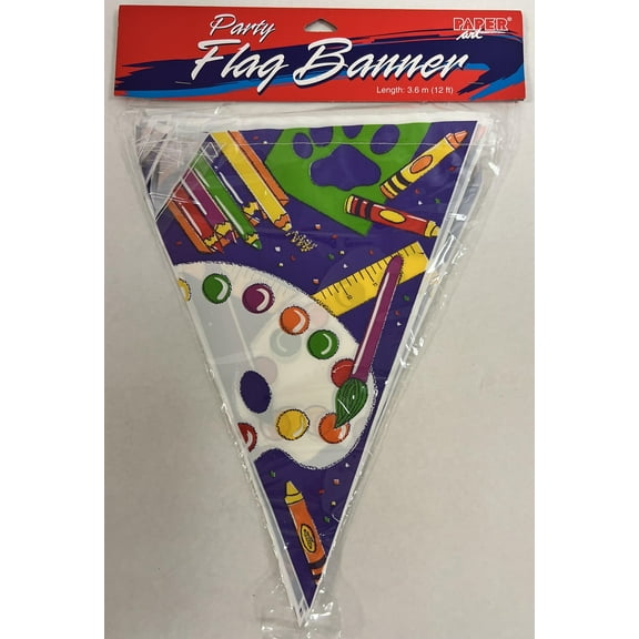 Create Art Paint Crayon Pencil Birthday Party Decoration Pennant Flag Banner
