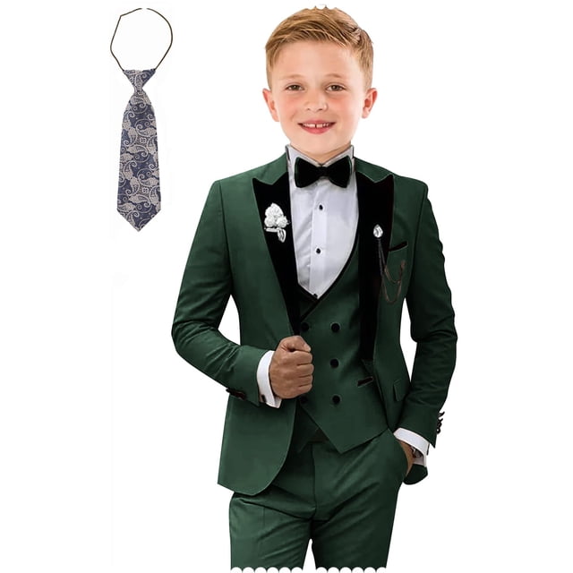 Suit Tesscy para niños pequeños, verde oscuro, ajustado, juego de 5 piezas, 2 unidades