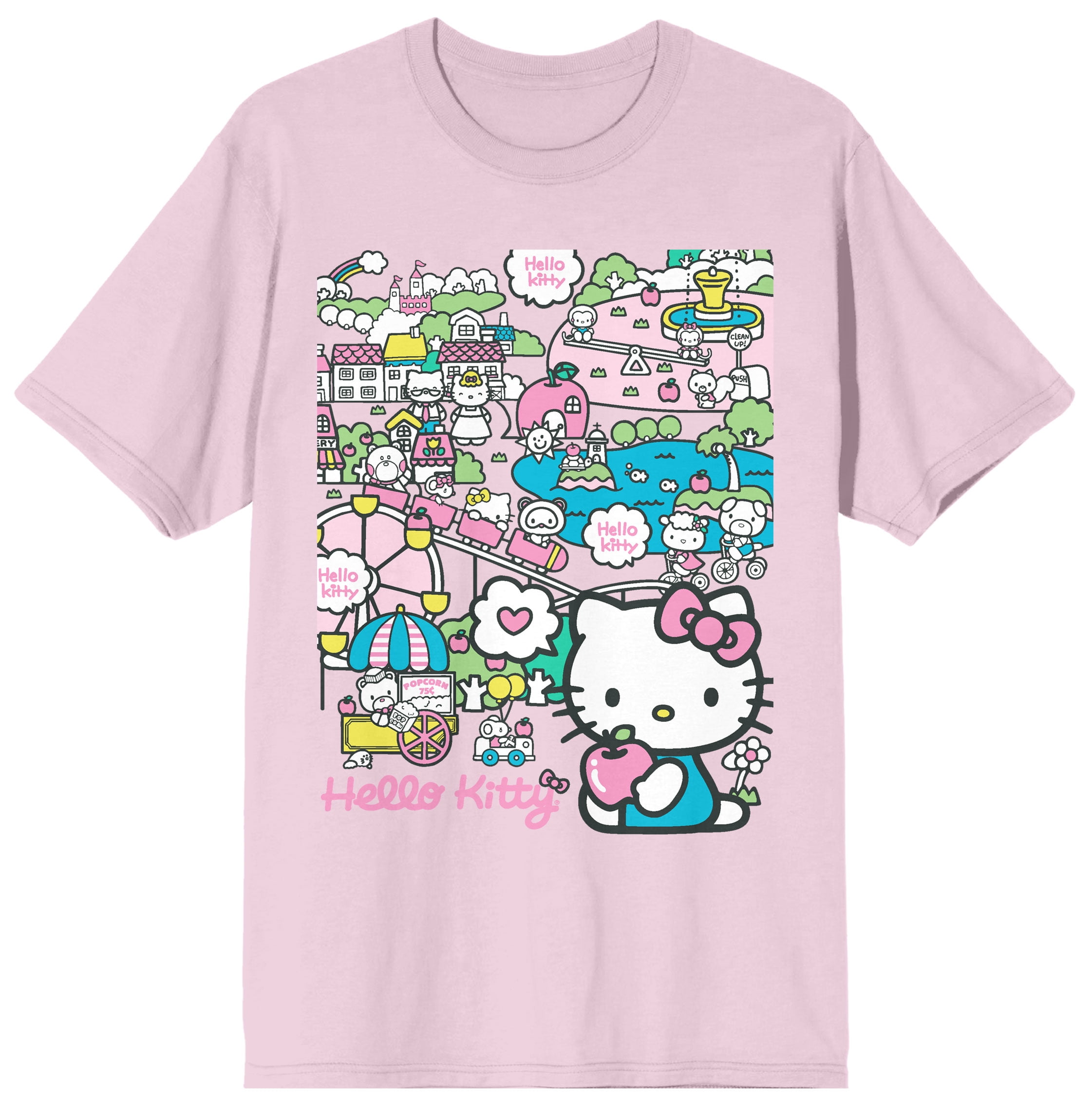 Hello Kitty Women's Cotton Graphic Skimmer Tee with Embroidery