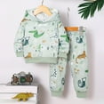 thumbnail image 2 of Zshosam Boys Outfits Toddler Infant Baby Boy Clothes Style Long Sleeve Hoodie Tops Sweatsuit Pants Outfit Set Size 18 24 Months,(Green 18-24 Months), 2 of 9