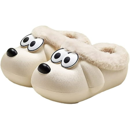 

PIKADINGNIS Soft Plush Waterproof Dog Fuzzy Slippers for Boys Girls Winter Warm Fun Cute Animal Closed Toes Home Slippers Kids