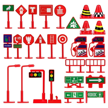 FOMIYES 28Pcs Mini Traffic Signs Toy Set Assorted Color Triangle For Toy Road Sign Learning