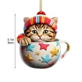 thumbnail image 3 of Cat Christmas Tree Ornaments 3D Printed Small Kitten Hanging Pendants for Home Acrylic Cute Xmas Decorations for Cat Lovers Gifts Car Backpacks Holiday Party Decor (D), 3 of 7