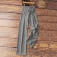 thumbnail image 6 of Nestiefly Linen Pants Women Wide Leg Palazzo Pant Drawstring Elastic Waist Trousers Casual Boho Summer Pants Beach Vacation Gray M, 6 of 7