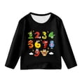 thumbnail image 4 of FAOWME Kids Girls Boys T Shirt Long Sleeve Round Neck Cartoon Print Comfortable Breathable Stylish Top For Casual Daily Wear,Black,7-8 Years, 4 of 4