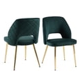thumbnail image 3 of 4pcs Velvet Upholstered Dining Chairs with Gold Metal Legs and Hollow Back, Modern Accent Parsons Diner Chair with Metal Legs and Padded Seat, Suitable for Dining Room, Office, Restaurant, Dark Green, 3 of 6