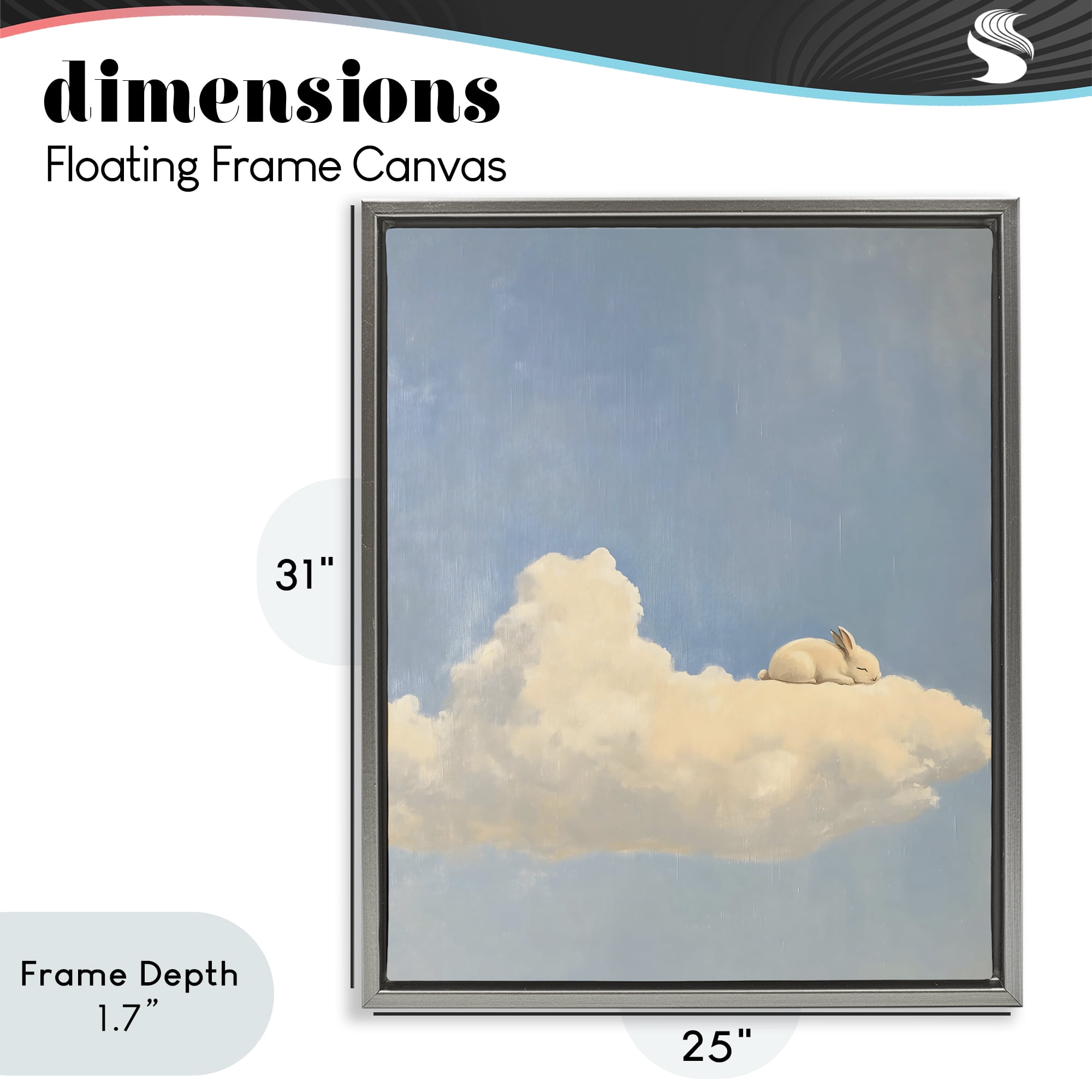 Stupell Industries Sleeping Bunny on Cloud Gray Framed Floater Canvas Wall Art, design by The Prints Vibe