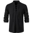thumbnail image 2 of Camisa de lino para hombre, camisa casual de manga larga para hombre, camisa medieval para hombre, 2 of 6