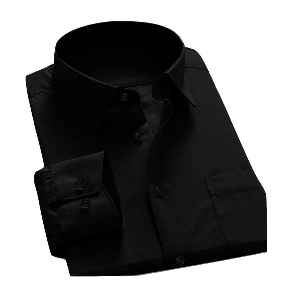 Basic Shirts - Men's Long Sleeve Regular Fit Point Collar Dress Shirt ...