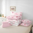 thumbnail image 6 of Manfei Princess Cute Ribbon Twin Bedding Sets 7-Piece for Kid, Pink Buffalo Plaid Bedding Comforter Set, Romantic Rose Flower Reversible Sheet Sets, Lightweight Room Decor, 6 of 8