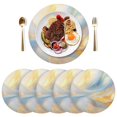 thumbnail image 5 of Ryvnso Blue and Yellow Marble Round Plate Mats Dining Table Placemat Set of 4 for Holiday Decoration, 5 of 7