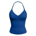 thumbnail image 4 of MIASHUI Camisoles pour Femmes Été Sans Manches Haut Décontracté avec Soutien-Gorge Intégré, Bleu, m, 4 of 5