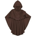 thumbnail image 3 of TiaoBug Unisex Kids Hooded Capes High-Low Long Cloak with Hood for Halloween Party Dress Up Coffee L/成人S, 3 of 5