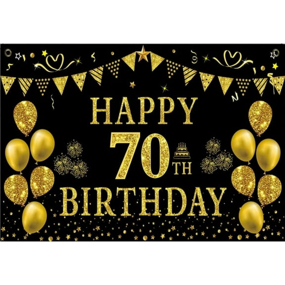 White Gold 70th Birthday rations Banner Backdrop for Women Men 70 Anniversary Party rations Supplies