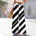 thumbnail image 2 of FUNUONY Flowy Wide Leg Palazzo Pants for Women - High Waist Casual Beach Lounge Stripe Pants Loose Dress Pants Stretchy Trousers Summer Casual Print Pocket Wide Elastic Pants Casual Pants Black L, 2 of 7