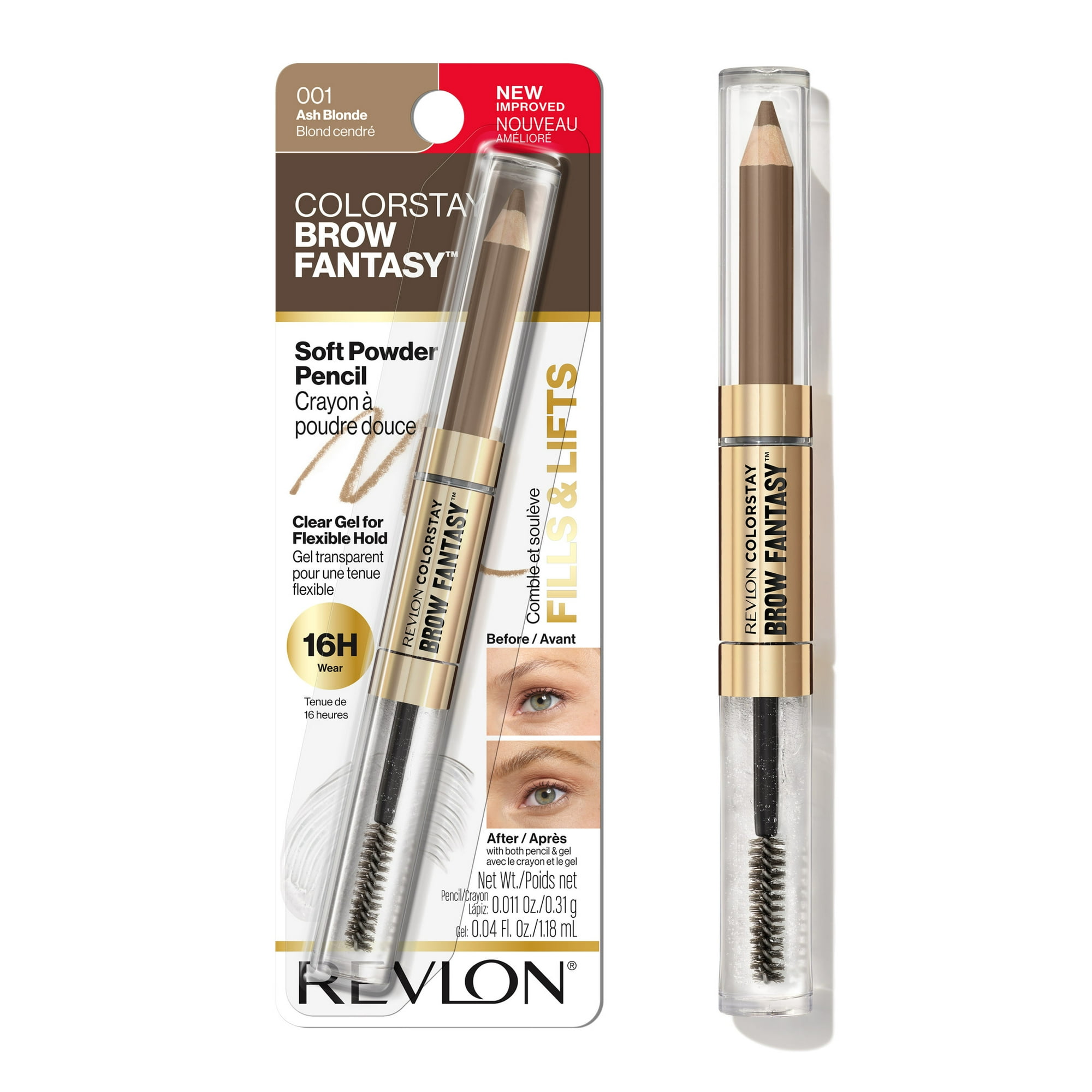 Revlon ColorStay Brow Fantasy Eyebrow Pencil with Clear Shaping Gel 001 Ash Blonde
