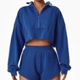 thumbnail image 2 of Sudadera con capucha deportiva, holgada, con cremallera y cuello alto, de manga larga y transpirable para mujer, talla L, 2 of 5