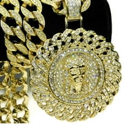 Huge Jesus Piece Hip Hop Chain Medallion Cuban Pendant Gold Finish Bling 30 Hip Hop Necklace