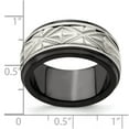 thumbnail image 2 of 11.00mm Black Titanium and 925 Sterling Silver Inlay Polished Fancy Design Ring Size 12 Ring for Women, 2 of 2