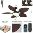 thumbnail image 5 of PHORUS 52'' Tropical Palm Leaf Ceiling Fan with LED Light, Remote & App Control, 6-Speed Reversible DC Motor, Indoor & Covered Outdoor Use, Patio & Porch, 5 of 8