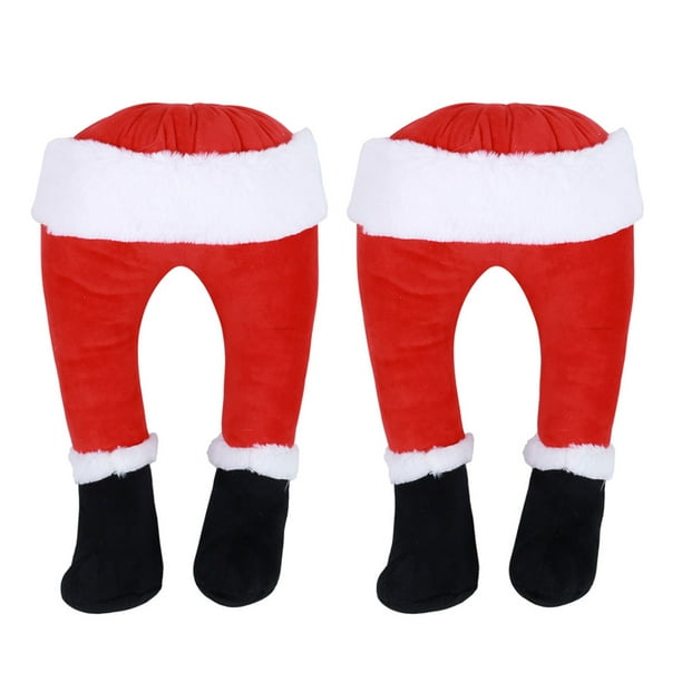 2 unids Piernas de Papá Noel Vivid Xmas Santa Claus Piernas falsas Decoración de Navidad