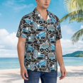 thumbnail image 3 of Susaid Blue Excavator Print Hawaiian Shirts for Men Women,Hawaiian Summer Short-Sleeve Casual Relaxed-Fit Button-Down,X-Large, 3 of 7