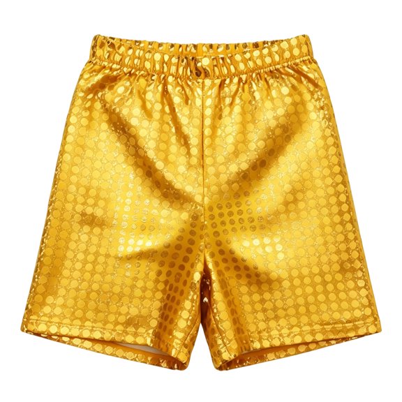 ZHOGXU Kids Children Girls Boys Shorts Elastic Waist Sequin Comfortable Fashion Shorts For Stage Performance Dance Activewear,Yellow,15-16 Years