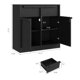 thumbnail image 3 of Aparador buffet moderno de madera para comedor - 2 puertas y 2 cajones - Compacto y funcional - Ideal para cocina, sala o café - Color negro, diseño 2 puertas, 3 of 11