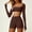 Brown, variant on Gifts Two Piece Yoga Set Elastic Fitness Pants and Top Stretch Quick Dry Workout Sports Set Comfortable Breathable Activewear for Women Gym Running Home Training Athleisure