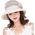thumbnail image 2 of YooGuoGuo Women’s Organza Sun Hat Packable Wide Brim Bucket Flower Bow Wedding Church Dress Hat Fascinator Bridal Tea Party Hat, 2 of 7