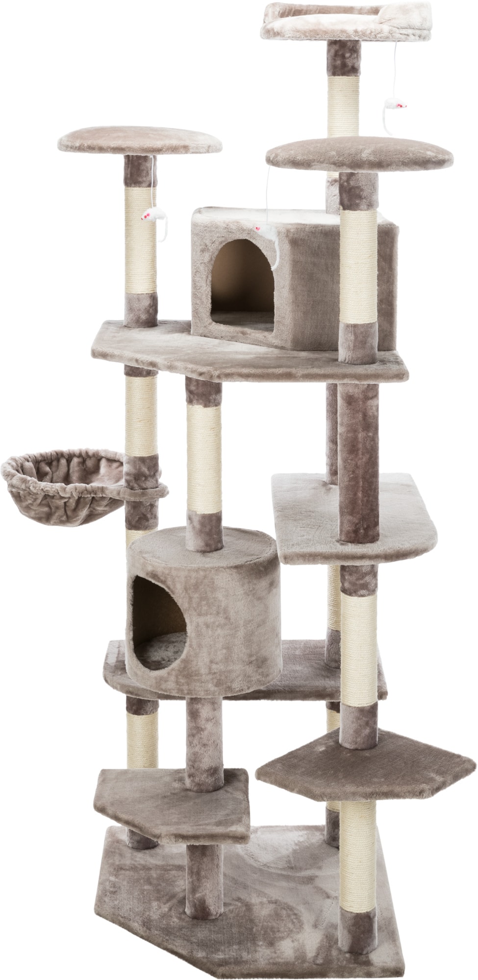 TRIXIE Roma Senior Plush & Sisal 7-Level 70" Cat Tree with Scratching Posts, Platforms & Cat Toys, Gray