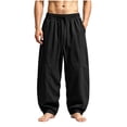 thumbnail image 6 of Zynoxe Mens Plus Size Baggy Pants Trendy Streetwear Loose Fit Elastic Waist Drawstring Casual Pants with Pockets Breathable Versatile Sweatpants Black 3XL, 6 of 6