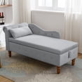 thumbnail image 7 of Upholstered Rolled Arm Chase Lounge with Nailhead Trim, Storage Chaise Lounge, Recliner Lounge Chair for Living Room Bedroom, 7 of 7