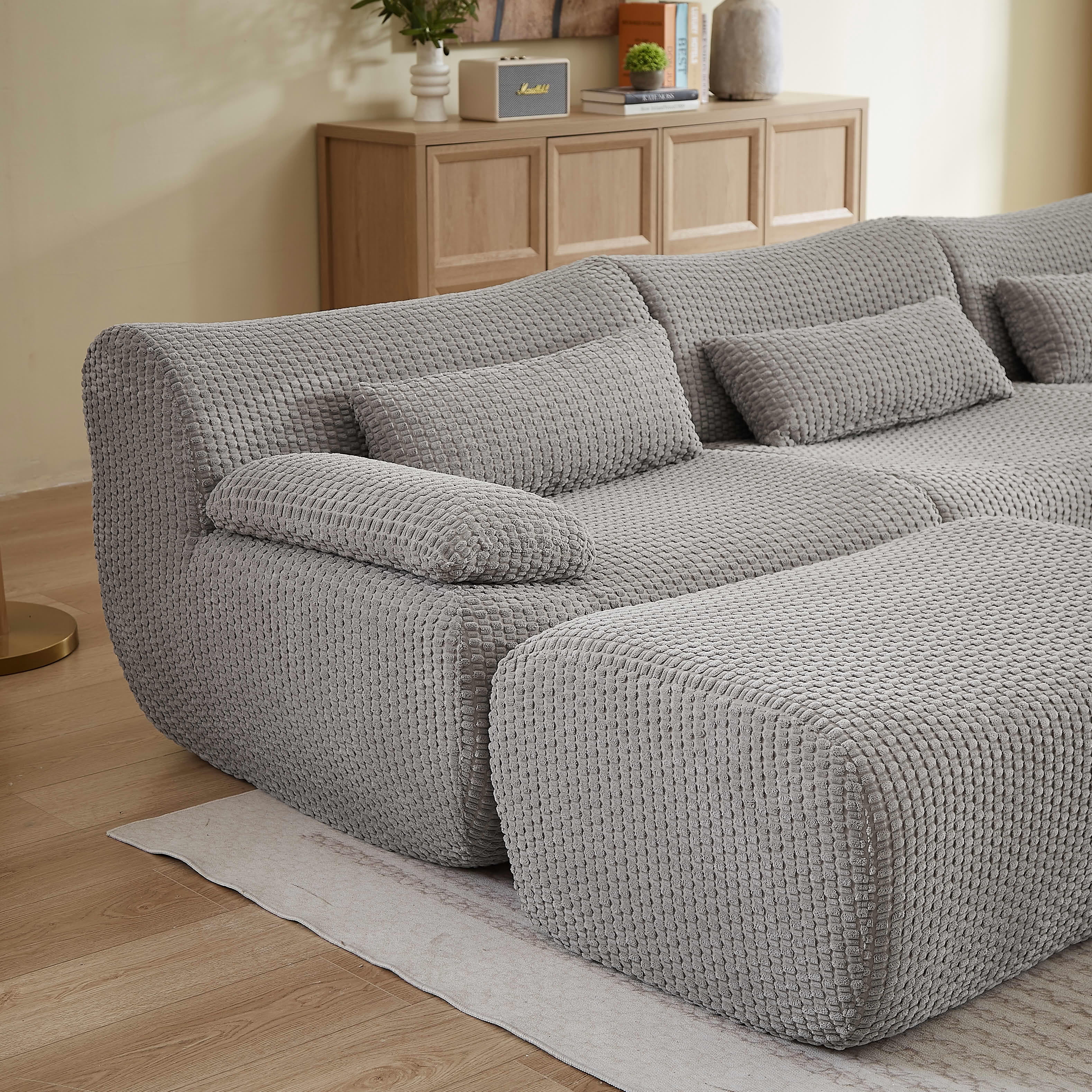 MAYEERTY Oversized Corduroy Cloud Sectional Sofa, Modular U-Shape, Minimalist for Living Room，No Assembly