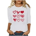 thumbnail image 2 of Avrnliq Womens White Heart Print Valentine's Day Top Romantic Cute Festive Outfit for Date Night Valentine Party Holiday Casual Wear,Size S, 2 of 5