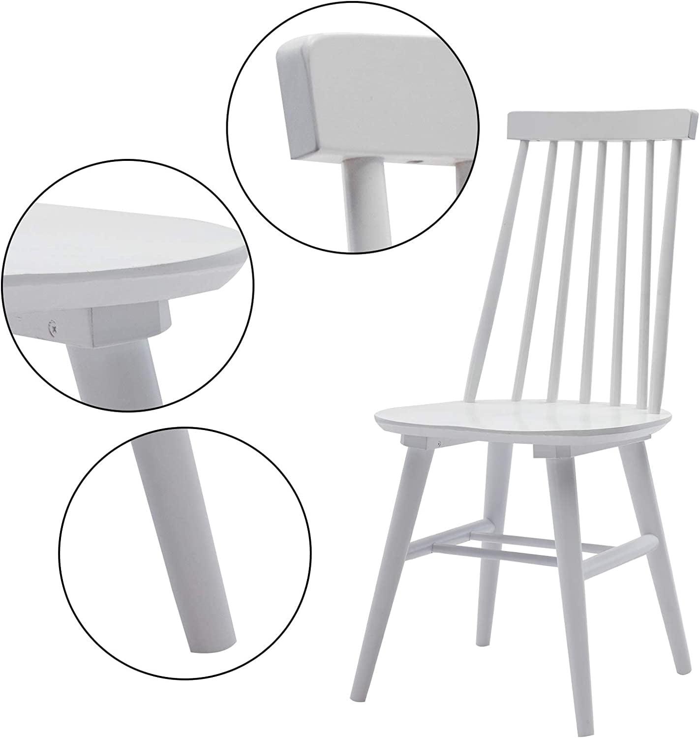 Duhome Elegant Lifestyle Farmhouse Dining Chairs Set of 2, Wood Dining Room Chairs Slat Back Kitchen Dining Room Chairs, White